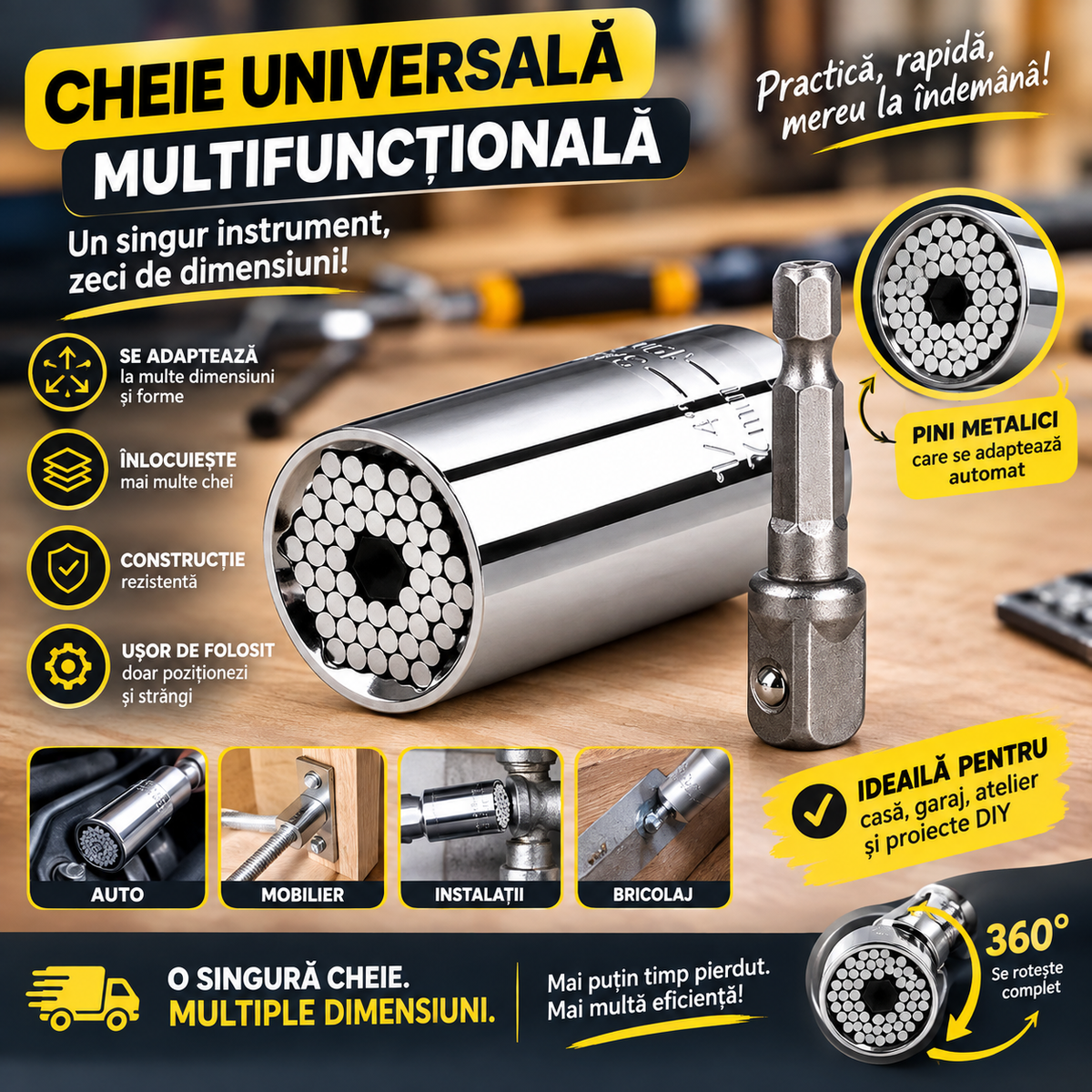 ⚡ Cheia Universală Multifuncțională – Adio trusei de chei!