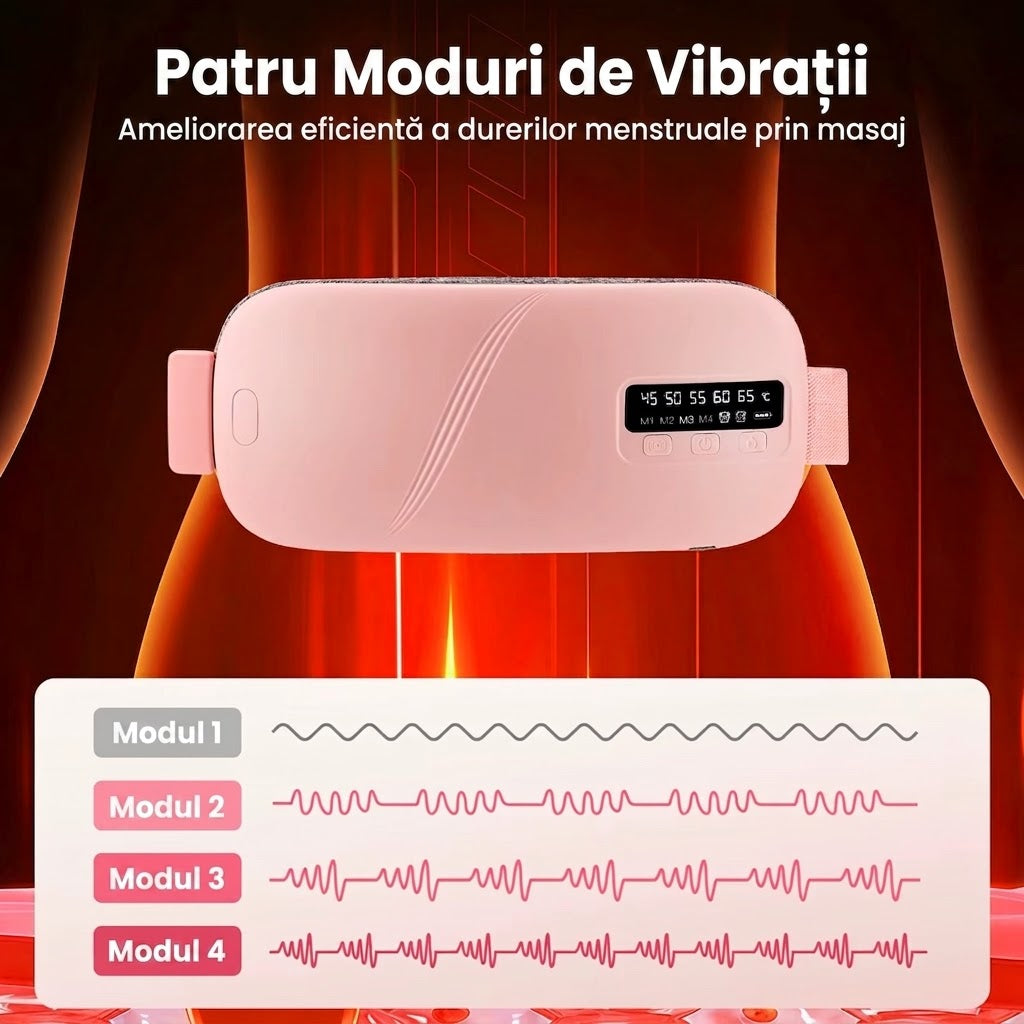 Centură Menstruală cu Încălzire și Masaj – Calmează Crampele și Durerile Abdominale