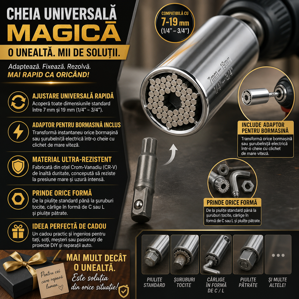 ⚡ Cheia Universală Multifuncțională – Adio trusei de chei!