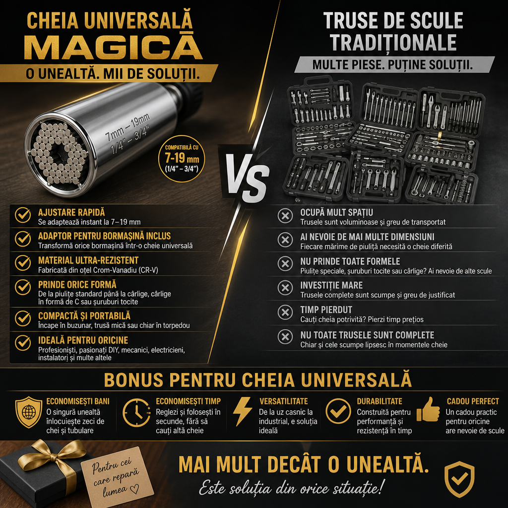 ⚡ Cheia Universală Multifuncțională – Adio trusei de chei!
